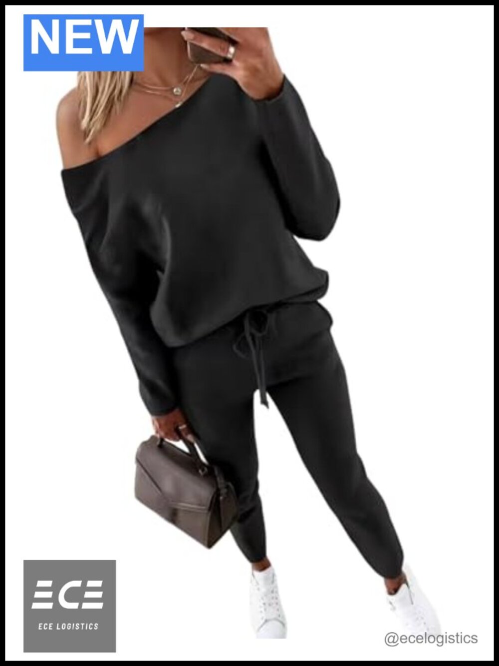 Womens 2 Piece Tracksuit Set Crewneck Long Sleeve High Waist Jogger Pants